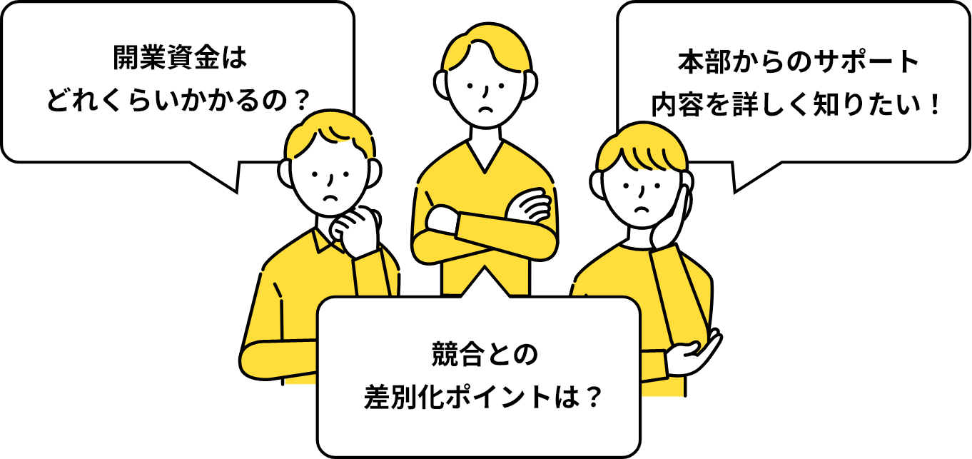 開業資金はどれくらいかかるの?本部からのサポート内容を詳しく知りたい!競合との差別化ポイントは?