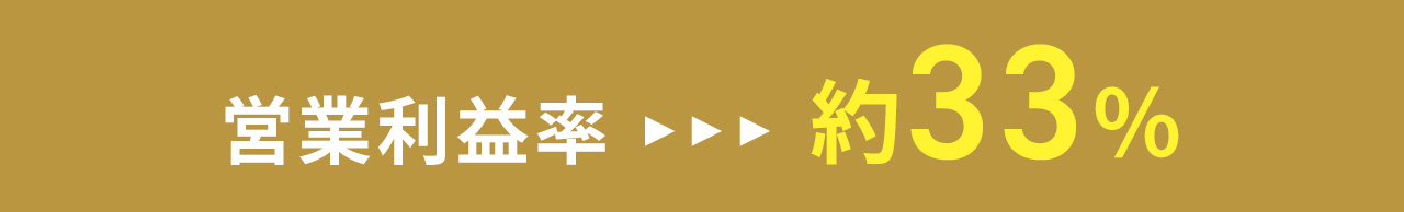 営業利益率：約33％