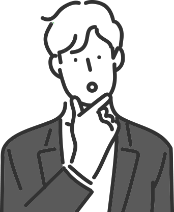 疑問を持ちアゴに手を当てた男性のアイコン