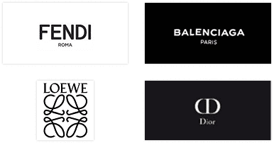 FENDI, BALENSIAGA, LOEWE, Diorのロゴ